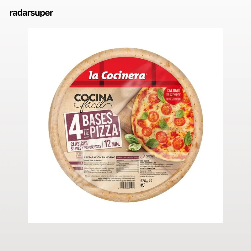 LA COCINERA Bases clásicas para pizzas suaves y esponjosas 4 x 130 g.