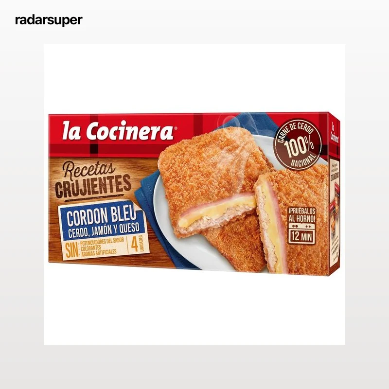 LA COCINERA Cordon bleu (cerdo, jamón y queso) Recetas crujientes 376 g.
