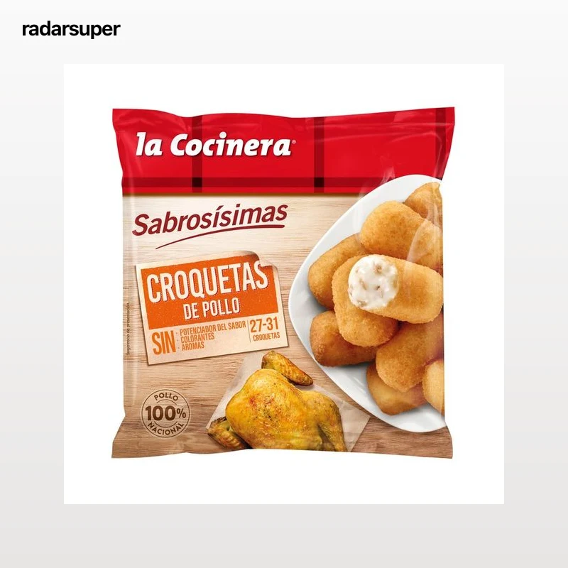 LA COCINERA Croquetas de pollo ultracongeladas, elaboradas con pollo 100% nacional Sabrosísimas 500 g.