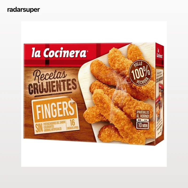 LA COCINERA Fingers de pollo (pollo empanado y prefrito) Recetas crujientes 320 g.