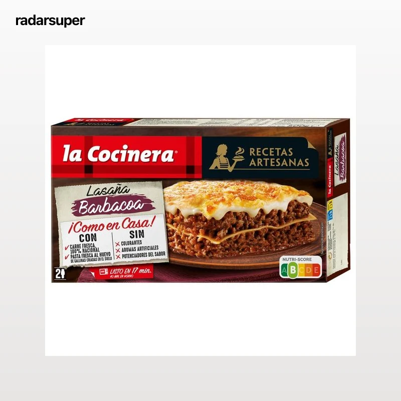LA COCINERA Lasaña de pasta fresca a la barbacoa (con carne 100% nacional) Recetas artesanas 500 g.