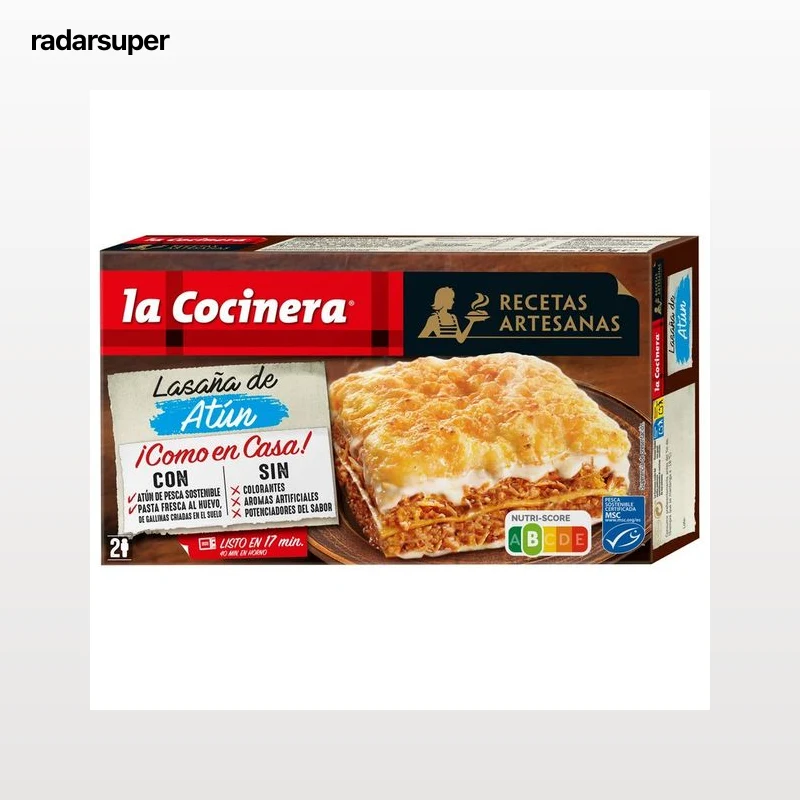 LA COCINERA Lasaña de pasta fresca al huevo, rellena de atún Recetas artesanas 500 g.
