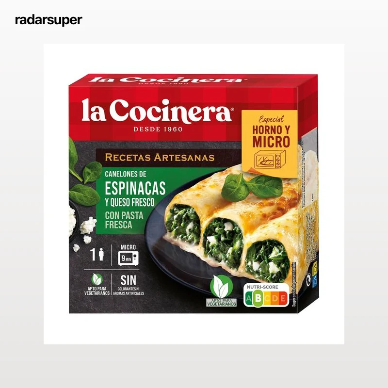 LA COCINERA Recetas artesanas Canelones de pasta fresca rellenos de espinacas y queso fresco 280 g.