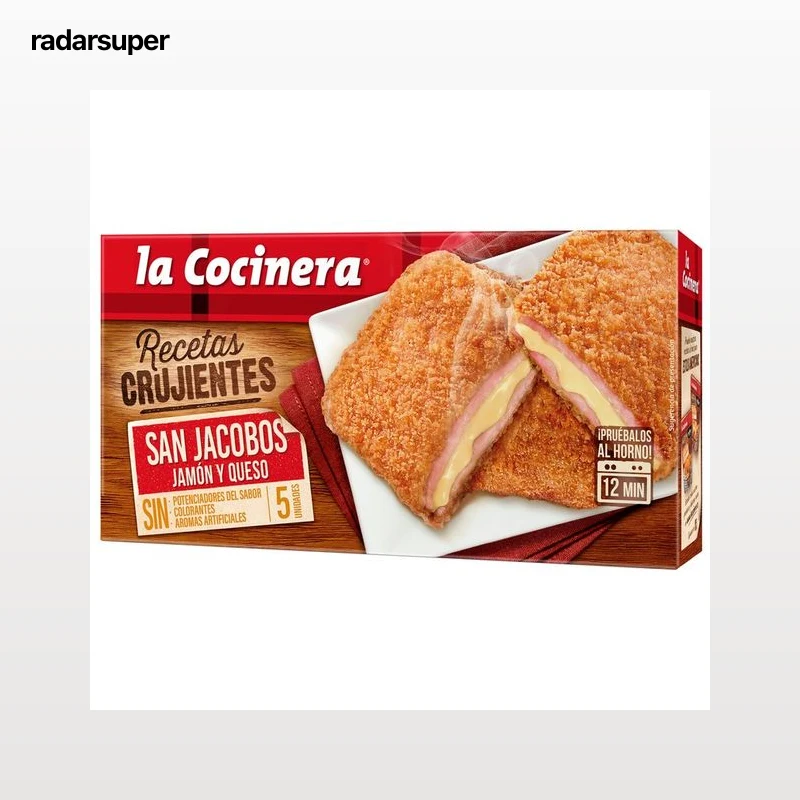 LA COCINERA San Jacobos tradicionales (jamón y queso empanados) Recetas crujientes 5 uds.
