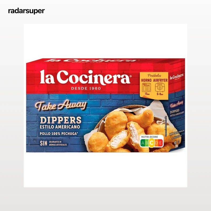 LA COCINERA Take away Porciones de pechuga picada de pollo, marinadas y empanadas, estilo americano 220 g.