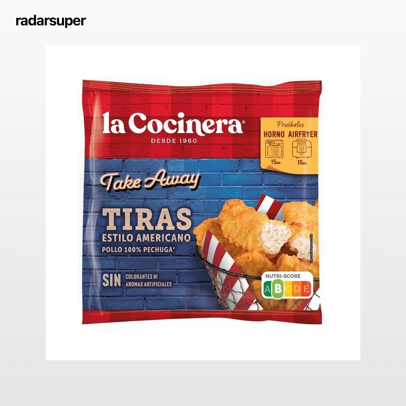 LA COCINERA Take away Tiras de pollo congelado (100% pechuga de pollo) estilo americano 360 g.