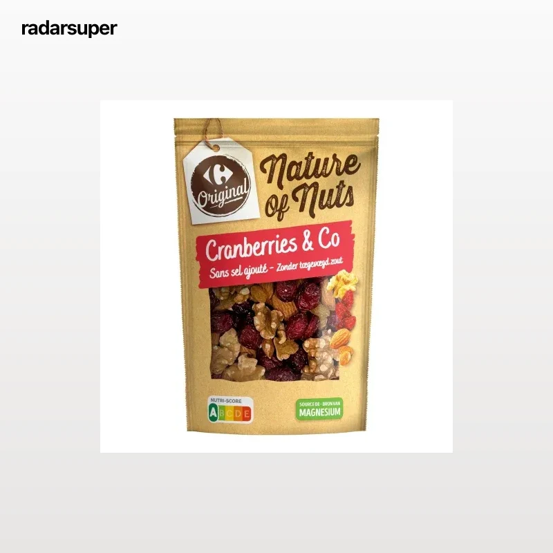 Cocktail de frutos secos con arándanos Original Carrefour 180 g.