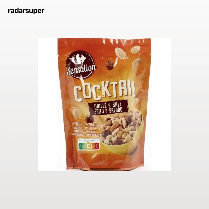 Cocktail de frutos secos tostados y salados Carrefour 110 g.
