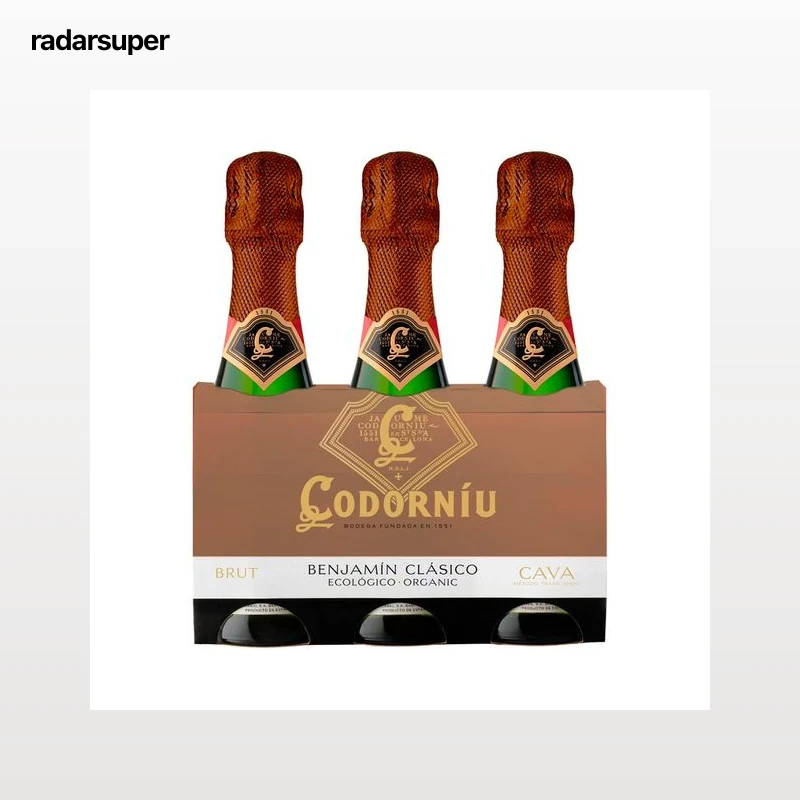 CODORNIU Cava extra brut ecológico, elaborado segun el método tradicional benjamin 3 x 20 cl.