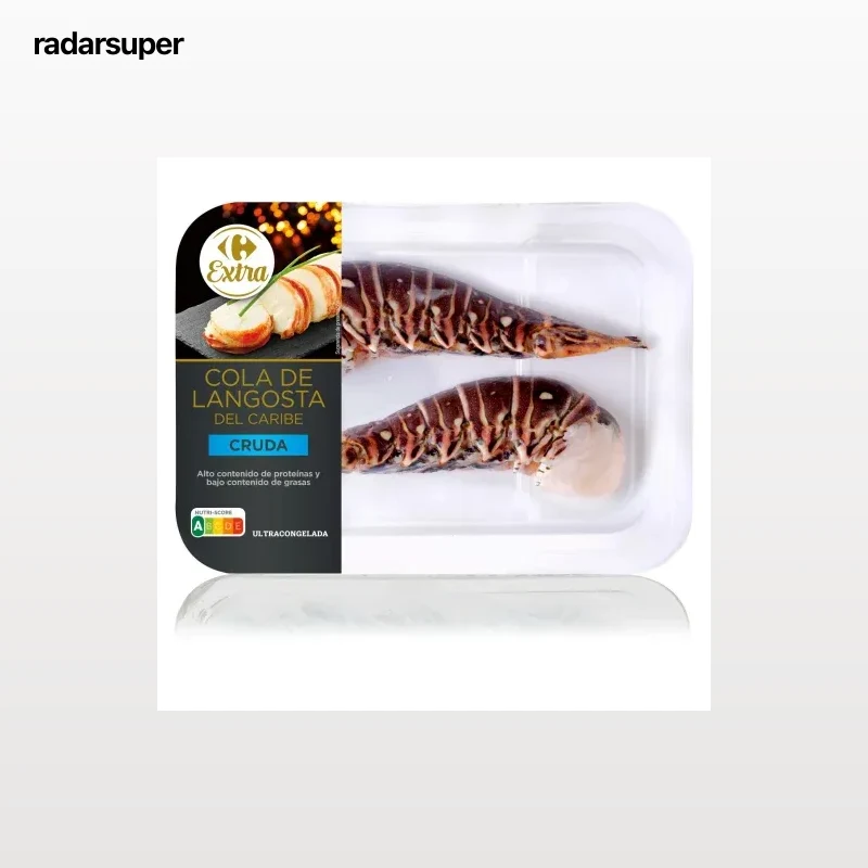 Cola de langosta del caribe cruda congelado Carrefour Extra 300 g.
