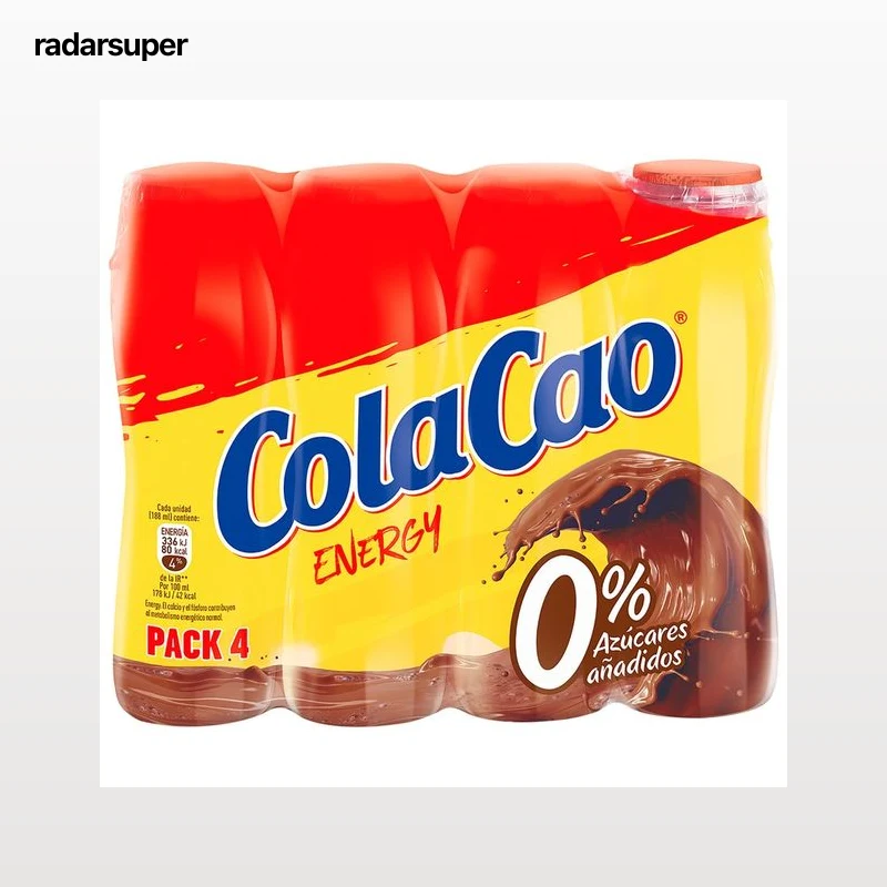 COLACAO Energy Batido de chocolate sin azúcares añadidos 4 x 188 ml.