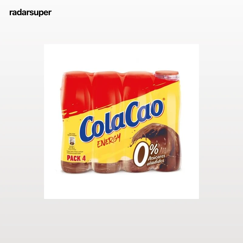 ColaCao energy sin gluten y sin azúcar añadido pack 4 botellas 188 ml.