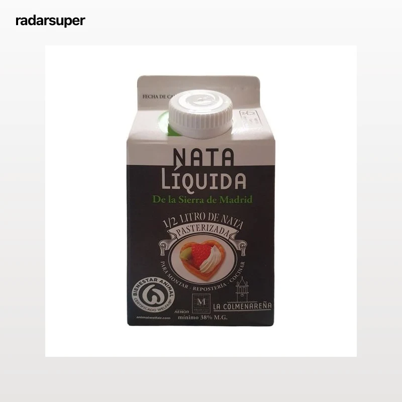 LA COLMENAREÑA Nata pasteurizada (38% materia grasa), para montar o cocinar 500 ml.