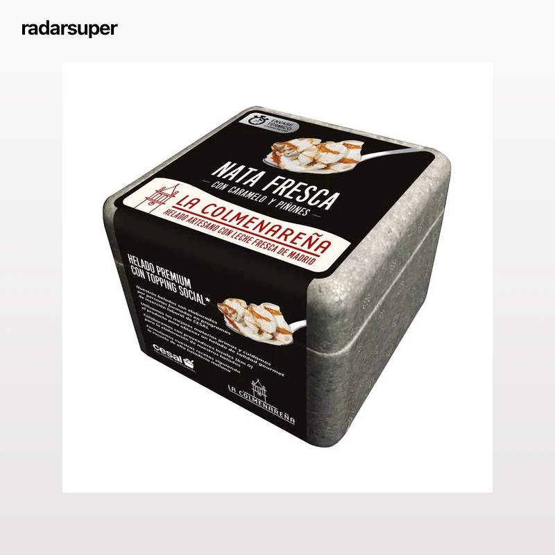 LA COLMENAREÑA Tarrina de helado de nata fresca con caramelo y piñones 500 ml.