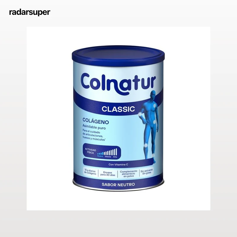 COLNATUR Classic Complemento alimenticio en polvo a base de colágeno asimilable puro y vitamina C, con sabor neutro 306 g.