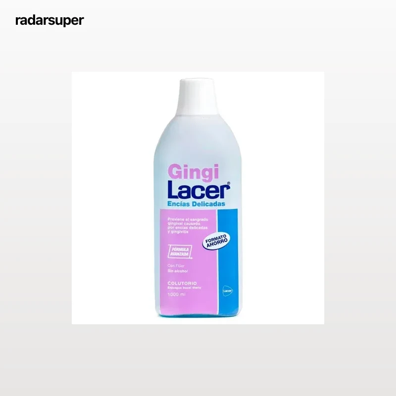 Colutorio de uso diario que previene el sangrado gingival causado por encías delicadas y gingivitis Gingilacer 1000 ml.