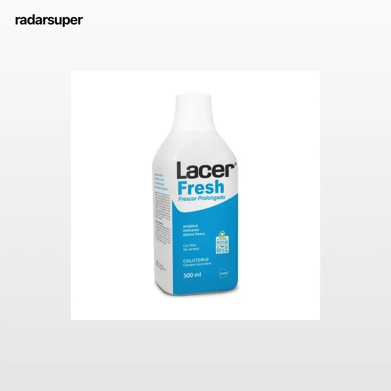 Colutorio de uso diario sin alcohol previene caries dental Lacer Fresh 500 ml.