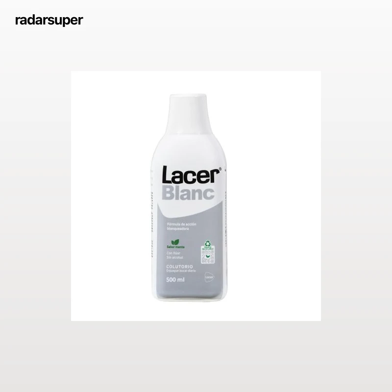 Colutorio diario fórmula de acción blanqueadora con flúor sin alcohol sabor menta Lacer Blanc 500 ml.