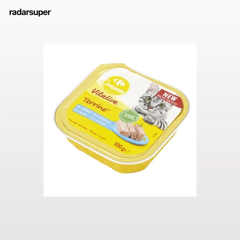 Comida húmeda de bacalao para gato Vitalive Carrefour 100 g.