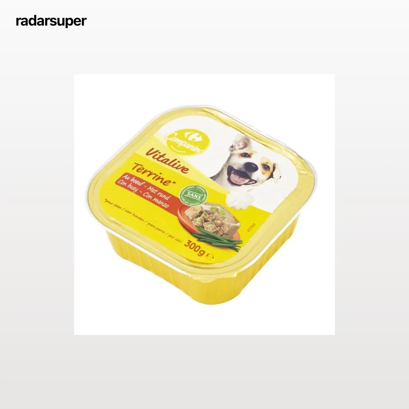 Comida húmeda de buey para perro adulto Carrefour 300 g.