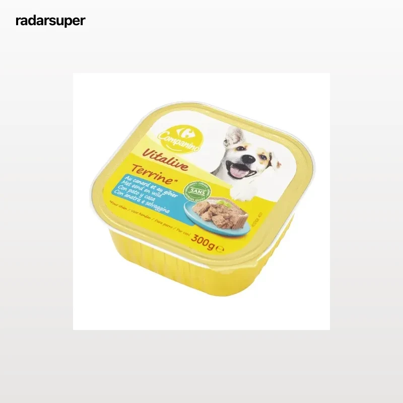 Comida húmeda de pato para perro adulto Carrefour 300 g.