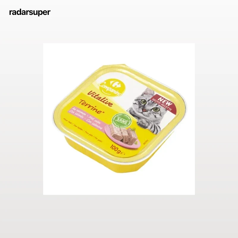 Comida húmeda de salmón para gato adulto Vitalive Carrefour 100 g.