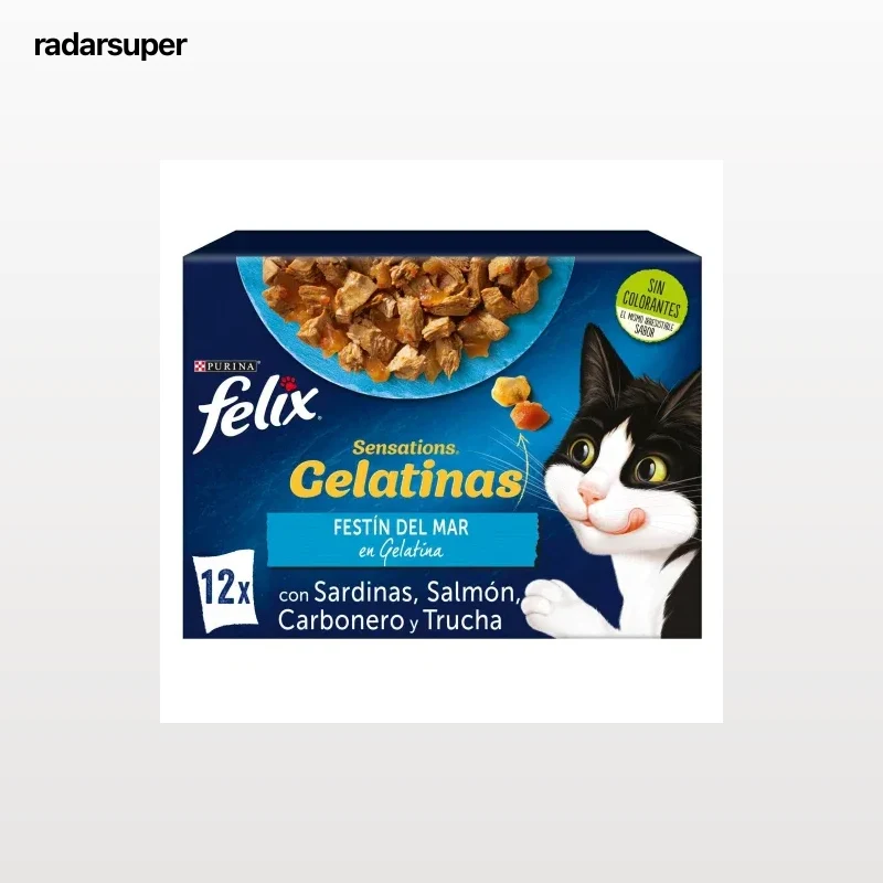 Comida húmeda en gelatina festín del mar para gato Purina Felix Sensations 12x85 g