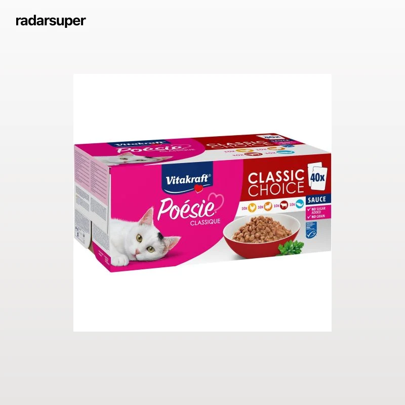 Comida húmeda en salsa mega pack para gatos Vitakraft Poesie Classique 40x85 g.