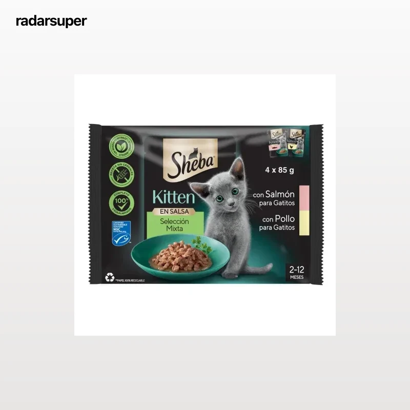 Comida húmeda en salsa selección mixta para gatos Sheba Kitten 4x85 g.