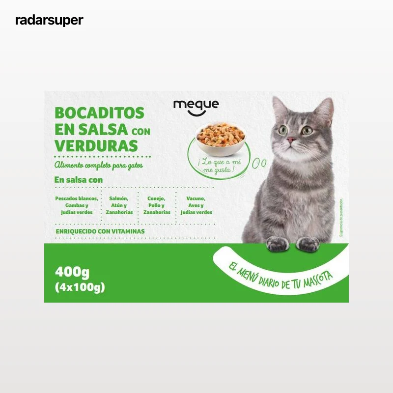 Comida húmeda gato bocaditos Meque verduras pack 4