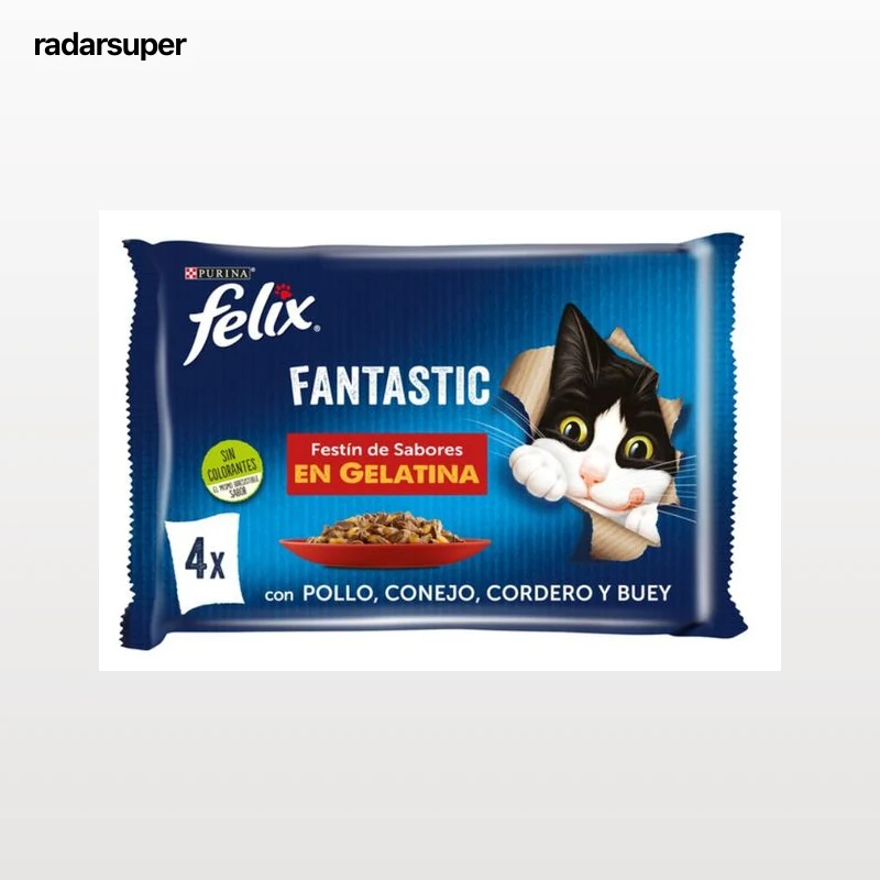 Comida húmeda para gato Félix selección de carnes en gelatina 12 sobres de 85g