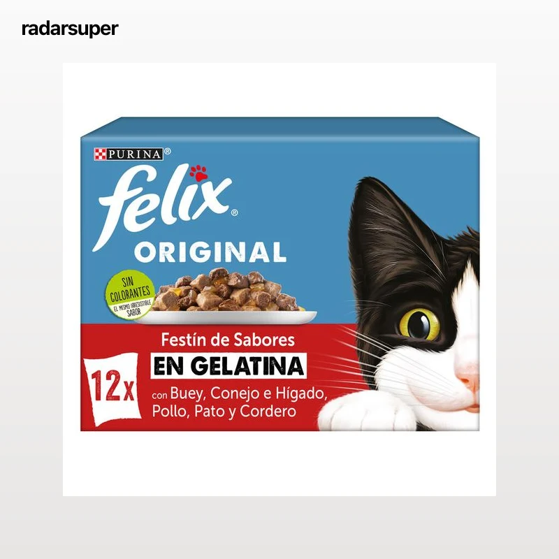 Comida húmeda gato gelatina Félix sabores pack 12
