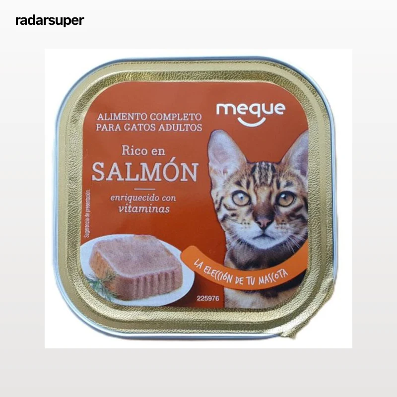 Comida húmeda gato Meque tarrina rico en salmón 100g