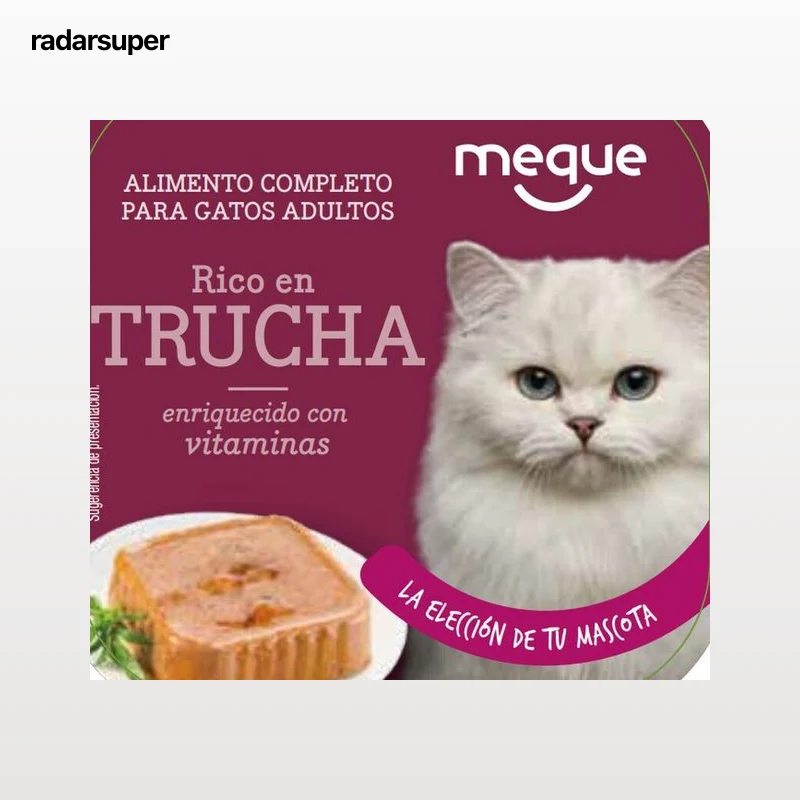 Comida húmeda gato Meque tarrina rico en trucha 100g