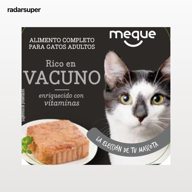 Comida húmeda gato Meque tarrina rico en vacuno 100g