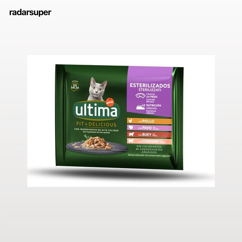 Comida húmeda gato Ultima Fit & Delicious carne pack 4