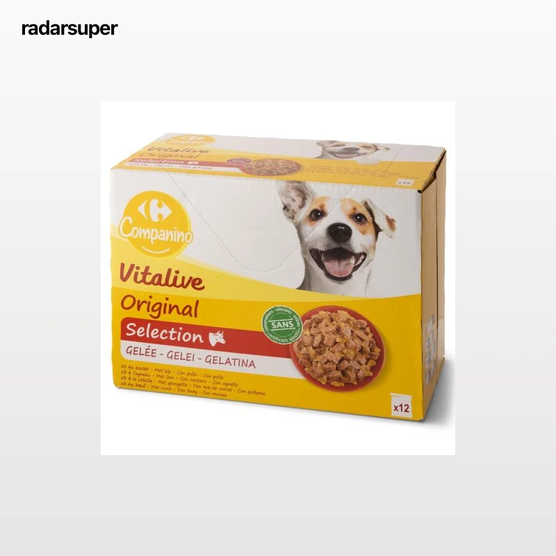 Comida húmeda gelatina de carne Carrefour Companino Pack 12 unidades de 100 g.