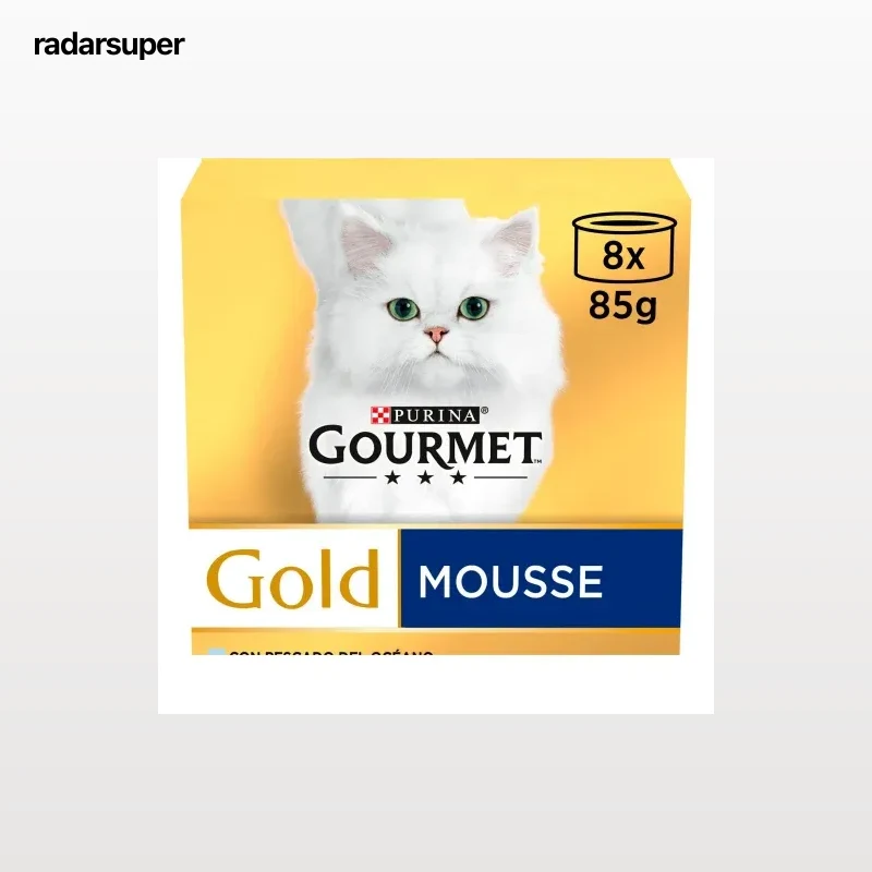 Comida húmeda mousse pescado para gato adulto Purina Gourmet Gold 8x85 g.