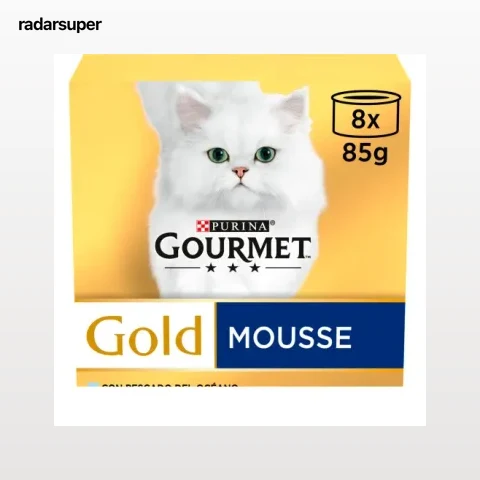 Comida húmeda mousse pescado para gato adulto Purina Gourmet Gold 8x85 g.