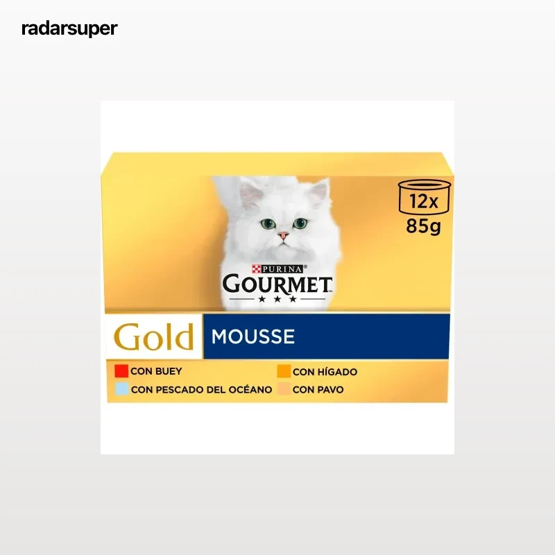 Comida húmeda mousse surtido para gato adulto Purina Gourmet Gold 12x85 g.