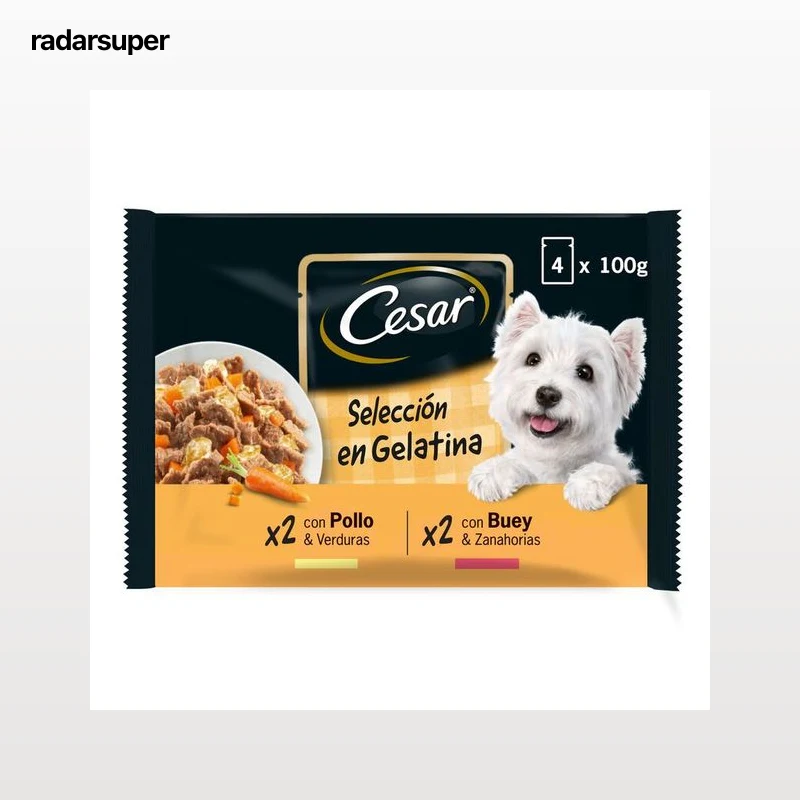 Comida húmeda perro César pollo buey verdura pack 4