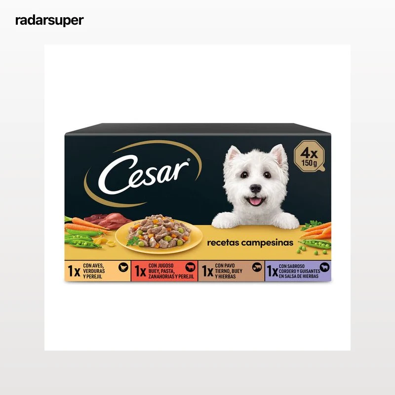 Comida húmeda perro César recetas campesinas pack 4 x 150g