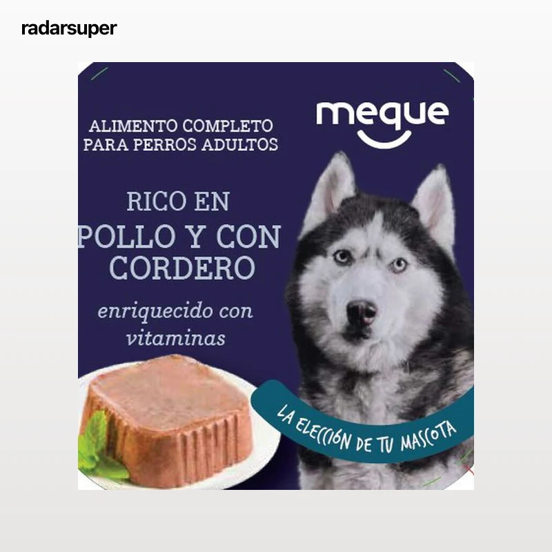 Comida húmeda perro Meque rico en pollo con cordero 300g