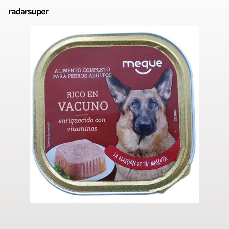 Comida húmeda perro Meque rico en vacuno 300g