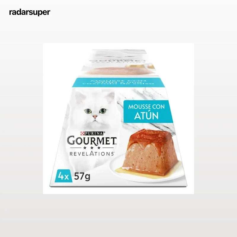 Comida húmeda sabor atún para gato adulto Purina Gourmet 4x57 g.