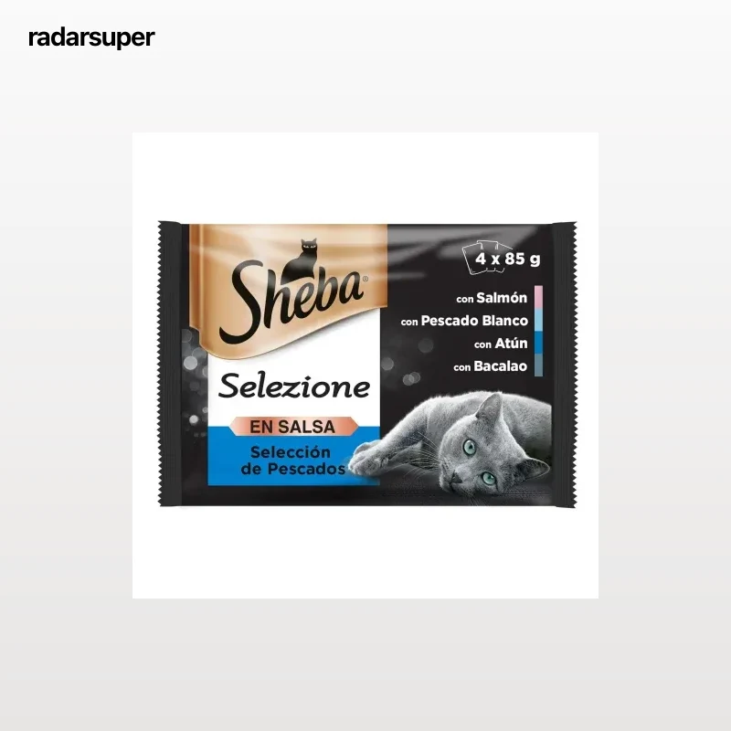 Comida húmeda selección pescados en salsa para gatos Sheba Selezione pack de 4 unidades de 85 g.