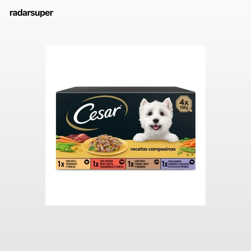 Comida húmeda selección recetas campesinas para perro Cesar pack de 4 unidades de 150 g.