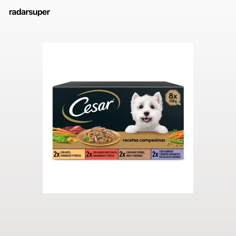 Comida húmeda selección recetas campesinas para perro Cesar pack de 8 unidades de 150 g.