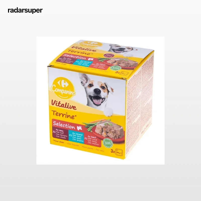 Comida húmeda tarrina para perro Carrefour Companino pack de 3 unidades de 300 g