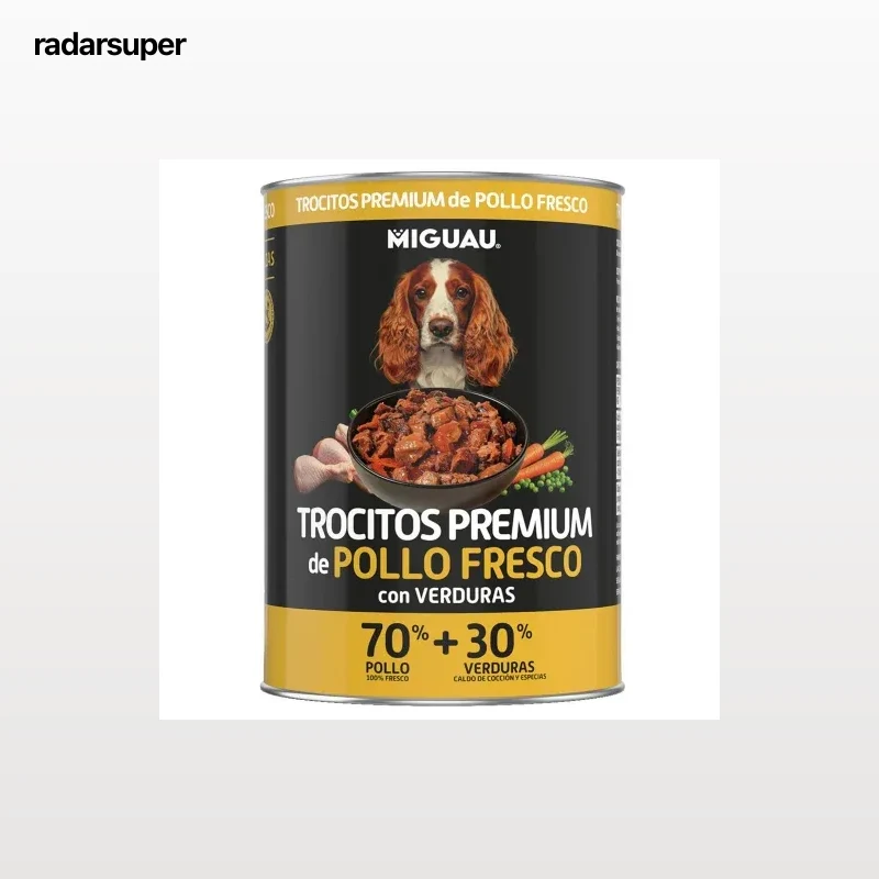 Comida húmeda trocitos premium de pollo fresco y verduras para perro Miguau 400 g.